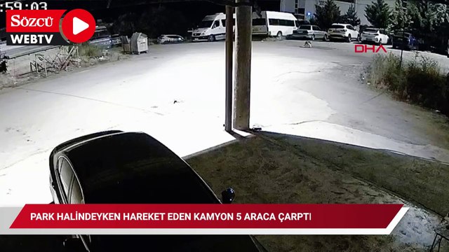 Park halindeyken hareket eden kamyon 5 araca çarptı