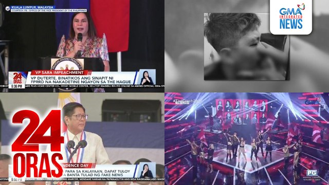 24 Oras: (Part 1) Senator Marcos at Padilla na mga Senator Judge sa impeachment trial, kasama ni VP Duterte sa Malaysia; babae, tinaga sa mukha; PBBM: Dapat panagutin ang mga nagmamalabis sa tungkulin at nagkukulang sa paglilingkod, atbp.