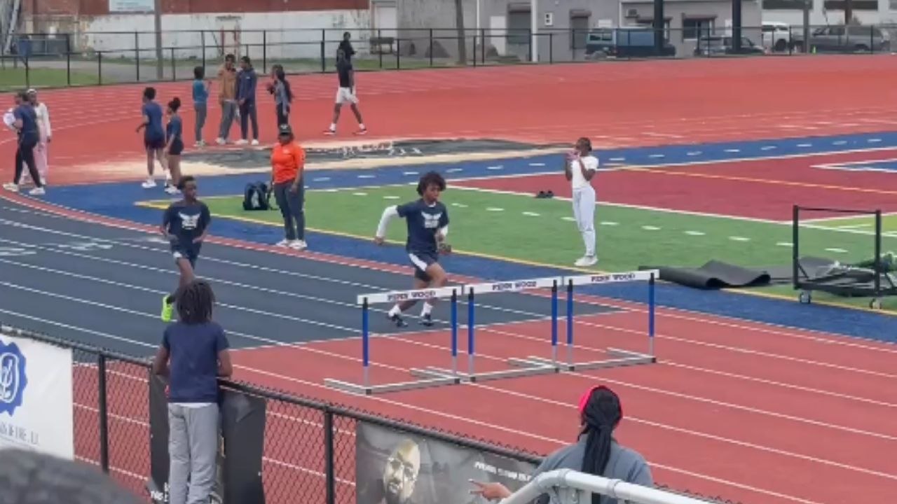 'Embarrassing' fall at track meet as young runner trips during 100m hurdles dash