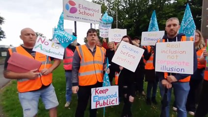(June 2025) Elmwood School staff strike against plans for it to join academy