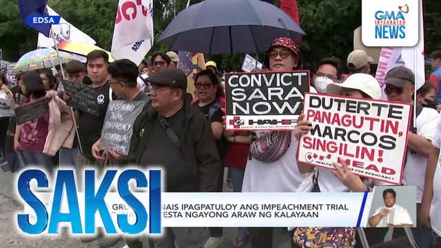 Ilang grupo na nais ipagpatuloy ang impeachment trial ni VPSD, nagprotesta ngayong Araw ng Kalayaan | Saksi