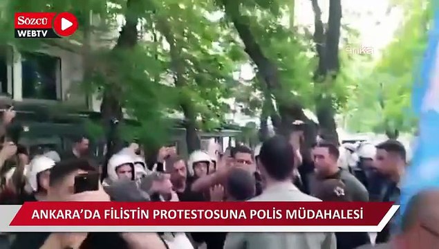 Ankara’da Filistin protestosuna polis müdahalesi