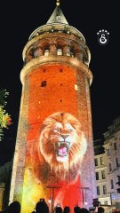 Galatasaray'dan Galata Kulesi'nde Işık Şovu