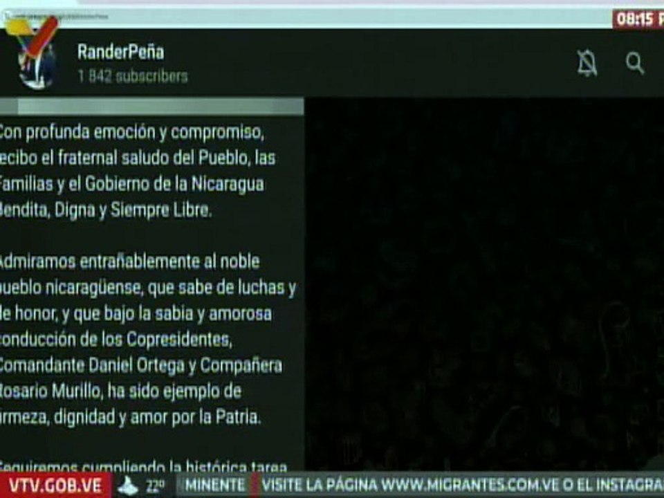 Secretario Ejecutivo ALBA-TCP Rander Peña agradece saludos del gobierno de Nicaragua por su designación