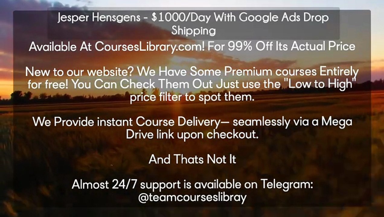 (courseslibrary.com)Jesper Hensgens - $1000/Day With Google Ads Drop Shipping