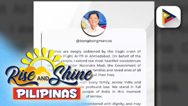 PBBM, nagpaabot ng pakikiramay sa kaanak ng mga pasaherong nasawi sa pagbagsak ng eroplano sa India
