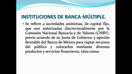 Principales servicios de las Instituciones de Banca Múltiple