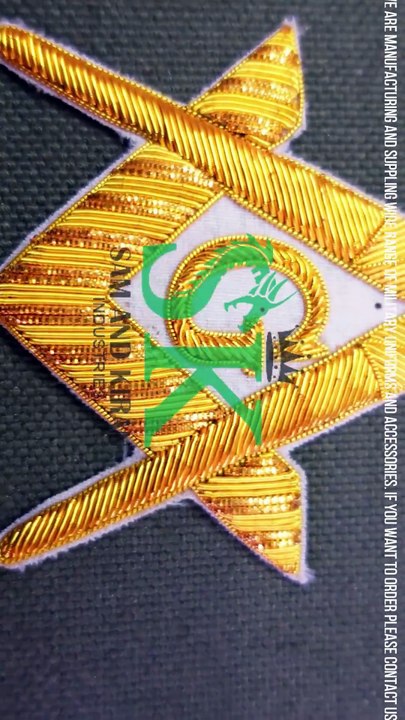 Hand Embroidered Square and Compass in Gold Bullion Patch, Embroidery Patch Suppliers