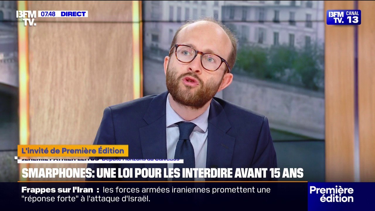 "Il est temps de prendre des mesures radicales", souligne Jérémie Patrier-Leitus (Horizons) qui souhaite interdire la vente de smartphones aux moins de 15 ans