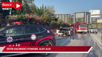 Seyir halindeki otomobil alev aldı