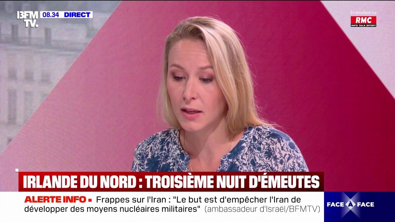 Émeutes en Irlande du Nord: "Je ne souhaite pas qu'on se retrouve dans ce genre de modèle de société", affirme Marion Maréchal