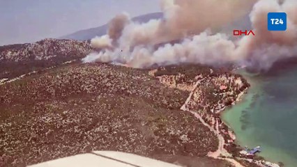 İzmir'de orman yangını; havadan ve karadan müdahale sürüyor!