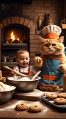 Orange cat and baby cookies