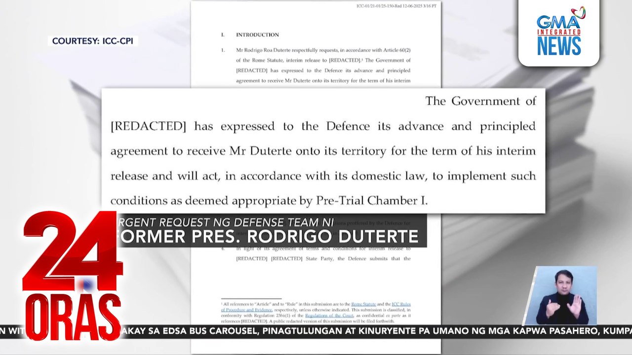 Kampo ni FPRRD, humiling ng interim release sa ICC; May ICC member country na umanong pumayag na tumanggap kay Duterte | 24 Oras