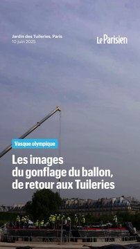 Opération gonflage du ballon de la vasque olympique