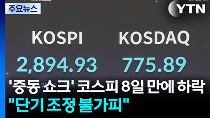'중동 쇼크' 코스피 8일 만에 하락..."단기 조정 불가피" / YTN