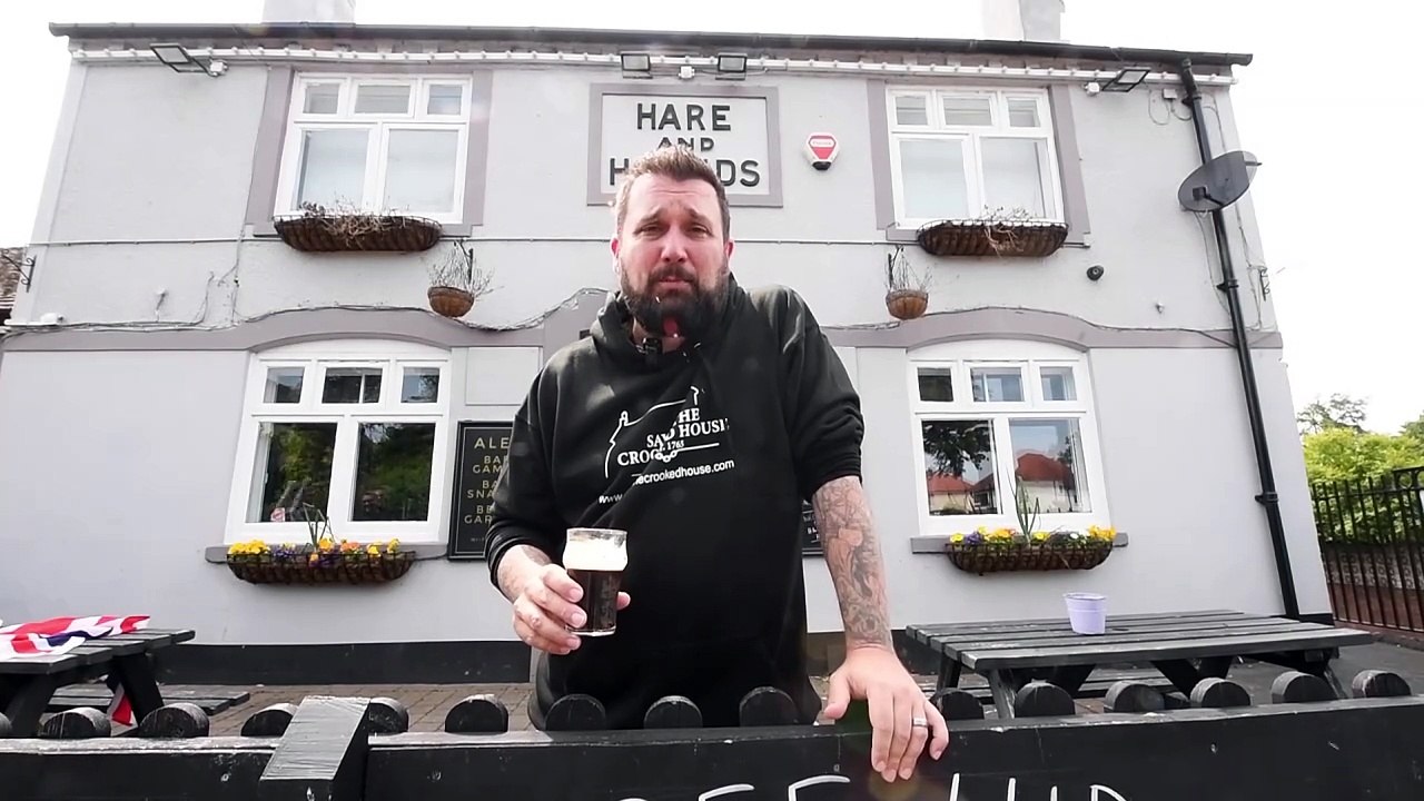 Dale Harvey pops into the Hare and Hound pub, Stourbridge during his Great British Pub Crawl