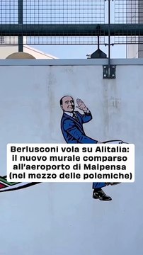L’arte di strada di aleXsandro Palombo riaccende il dibattito su Silvio Berlusconi e l’intitolazione dell’aeroporto di Malpensa
