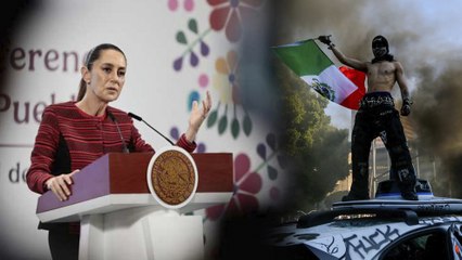 Claudia Sheinbaum califica a manifestantes con bandera de México en Los Ángeles como una provocación