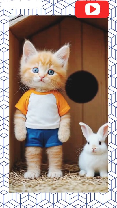 cat and rabbit bonding❤️🌸🌸