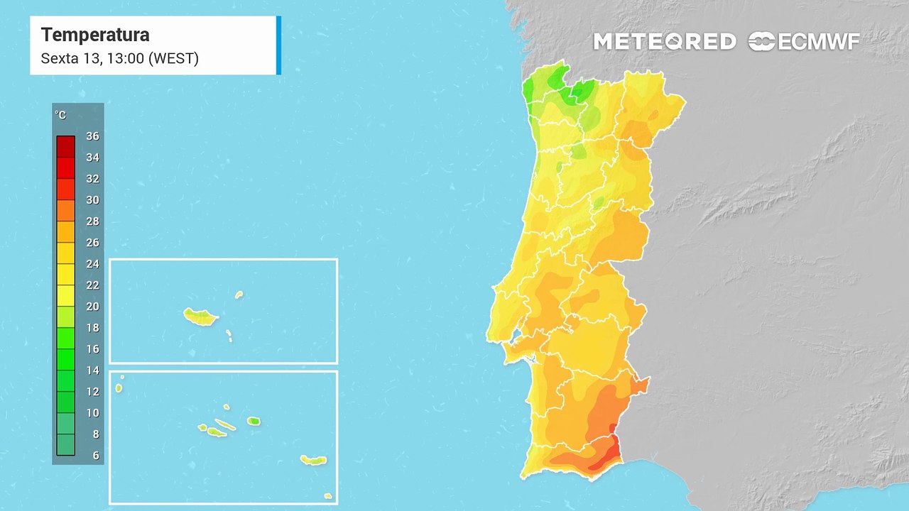 O tempo em Portugal continental durante o fim de semana será influenciado por um anticiclone em aproximação, com temperaturas próximas dos 35 ºC.