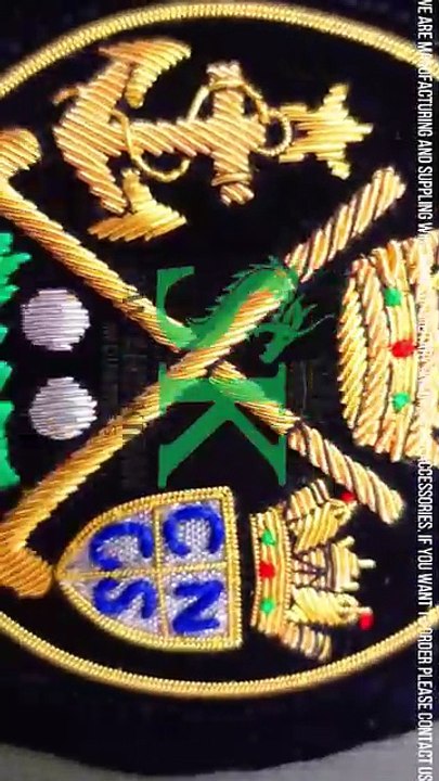 Officers Uniform Hand Embroidered Blazer Badge, Custom Bullion Metallic Wire Handmade Blazer Badges