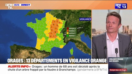 Vents violents, grêlons...13 départements placés en vigilance orange aux orages