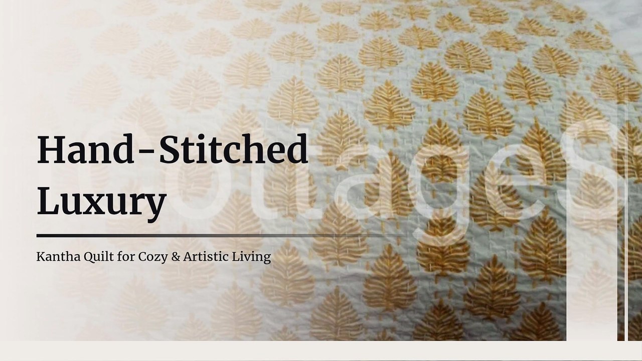 Hand-Stitched Luxury Kantha Quilt for Cozy & Artistic Living ✨🛏️ (1)