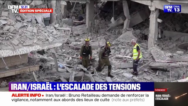 Près de Tel Aviv, plusieurs immeubles ont été totalement détruits par des frappes iraniennes