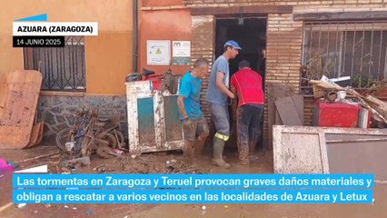 Las tormentas en Zaragoza y Teruel obligan a rescatar a 19 personas y provocan importantes daños materiales