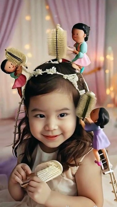 Welcome to comTiny Girls Brush Baby's Hair in Magical Fairytale Scene | Whimsical Animationedy and  entertainment world