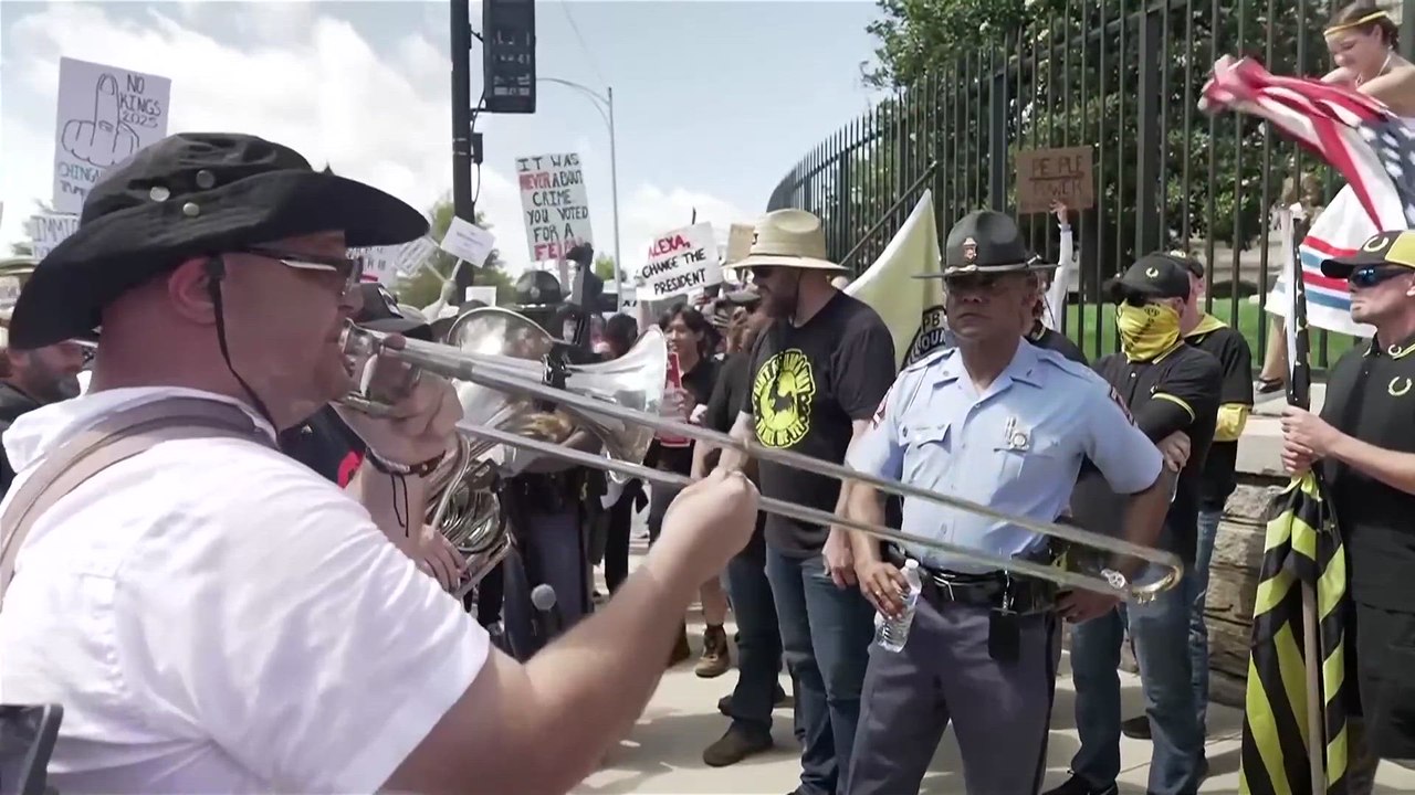 Atlanta protesters denounce Trump parade as Proud Boys rally on sidelines