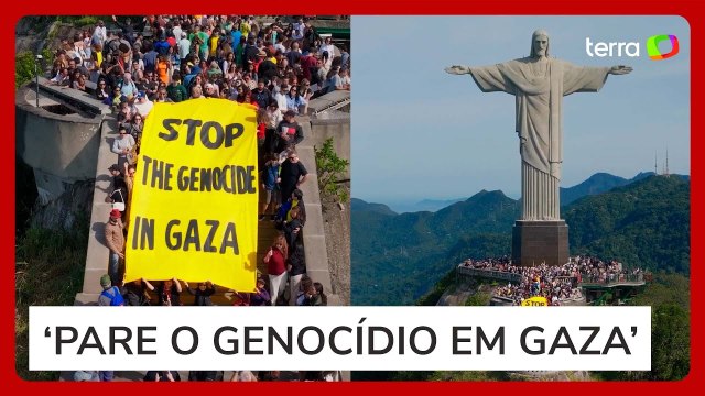 Coletivo faz protesto em apoio a palestinos no Cristo Redentor