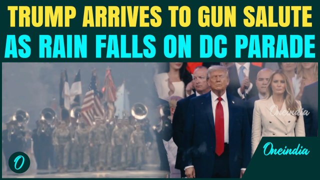 Trump Arrives to Gun Salute & U.S Anthem in the Rain as $45M Parade Kicks Off Early in Washington DC