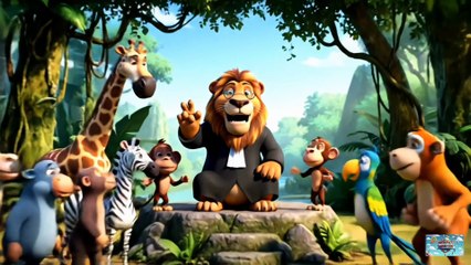 Sher Hai Jungle Ka Badshah 🦁 | Powerful Lion Poem for Kids | Jungle Cartoon Poem in Urdu