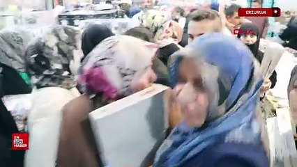 Erzurum'da AVM'de indirim izdihamı
