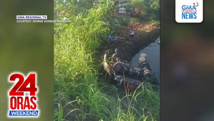 Mini dumptruck, bumaligtad matapos mahulog sa bangin; driver, sugatan | 24 Oras Weekend
