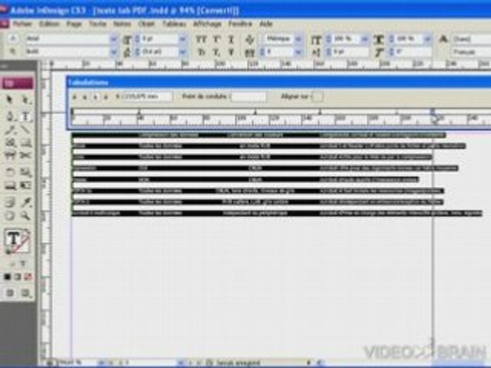 Adobe InDesign CS3 : Tabulation et tabulateur