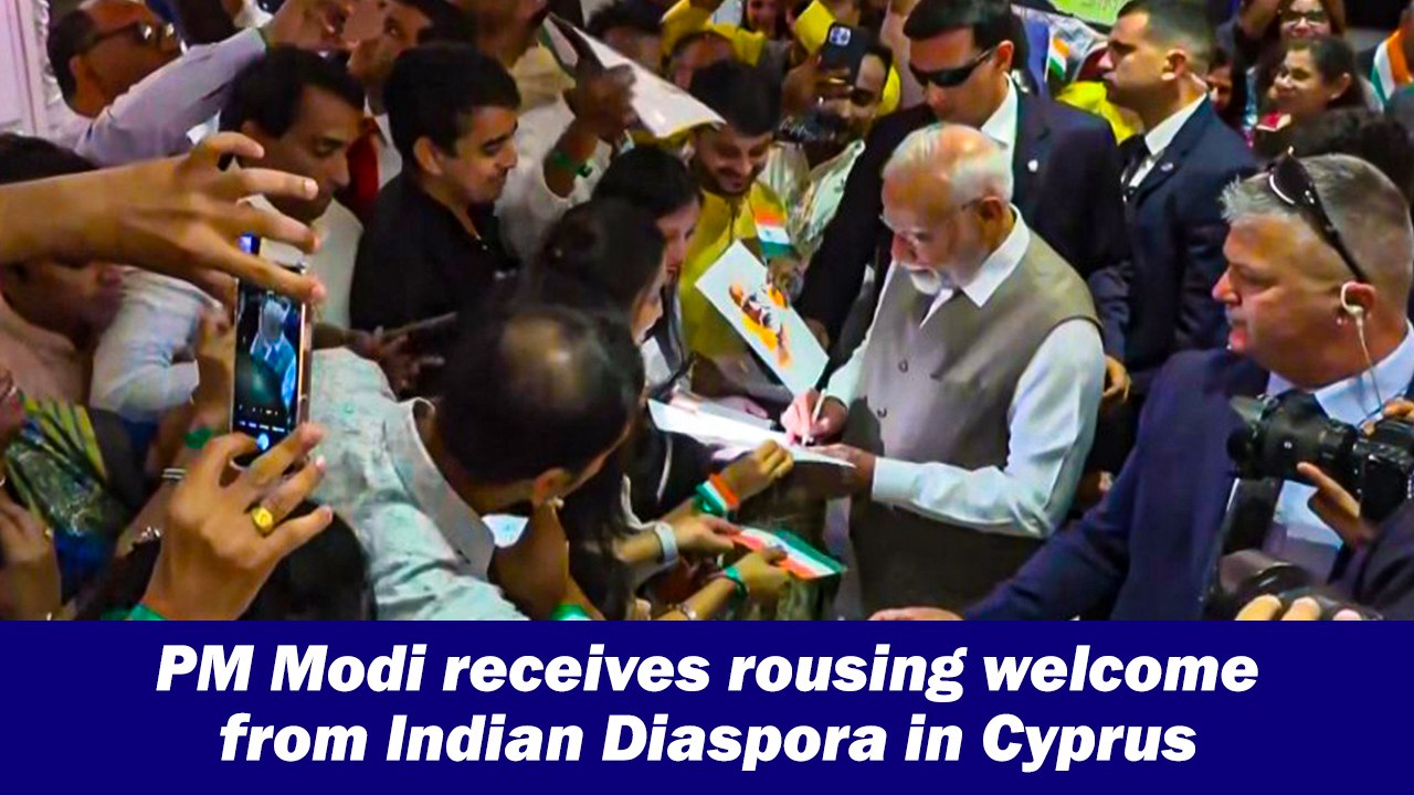 PM Modi receives rousing welcome from Indian Diaspora in Cyprus