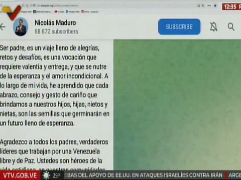 Pdte. Nicolás Maduro extiende sus felicitaciones a todos los padres en su día