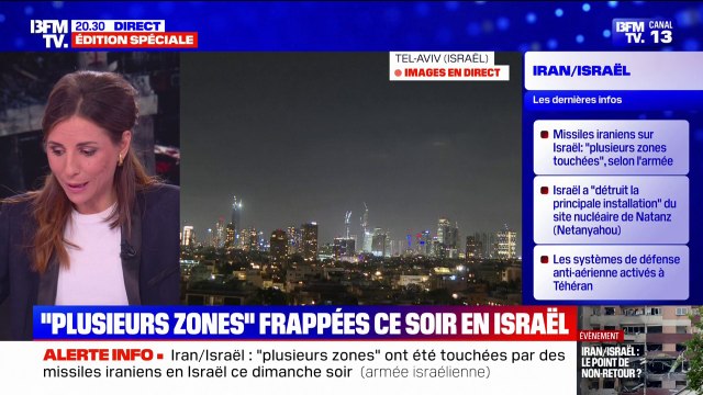Conflit Israël-Iran: l'armée israélienne indique que plusieurs zones dans le pays ont été touchées par des missiles iraniens