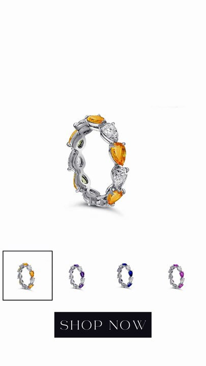 85 custom made unique stackable alternating pear sapphire and diamond eternity ring