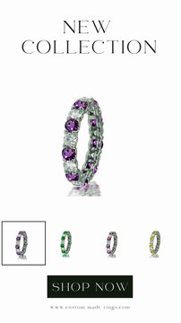 187 custom Elegant round cut Sapphire & Diamond Eternity Band – Stackable Wedding Anniversary Ring