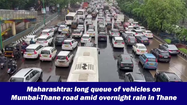 Maharashtra: long queue of vehicles on Mumbai-Thane road amid overnight rain in Thane