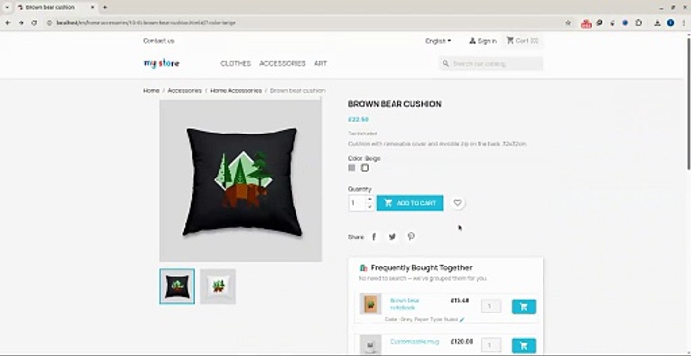 Brown bear cushion