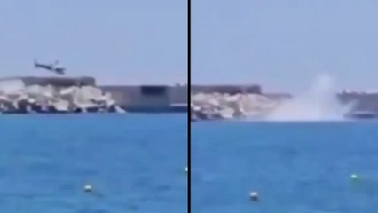 Momento en el que un helicóptero con cinco personas a bordo se estrella al sur de Atenas