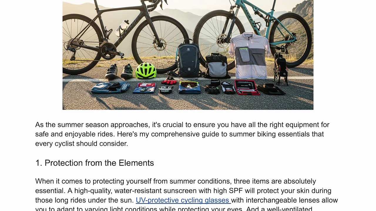 Essential Gear for Summer Mountain and Road Biking | Niall O'Riordan UBS