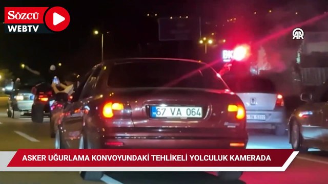 Asker uğurlama konvoyundaki tehlikeli yolculuk kamerada