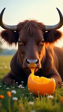 What does a farmer do when bull drinks all the orange juice#ai#youtubeshorts#shortvideo#trending#kdr