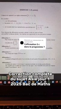 Corrigé complet du sujet Asie jour 1.#bac #bac2025 #corrige #correction #terminale #spemaths